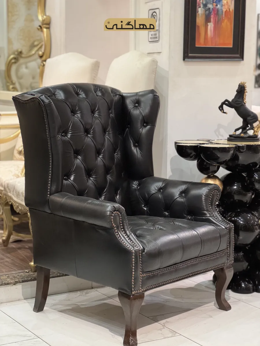 Chesterfield Wingback Chair (Black) by Mahogany Furniture